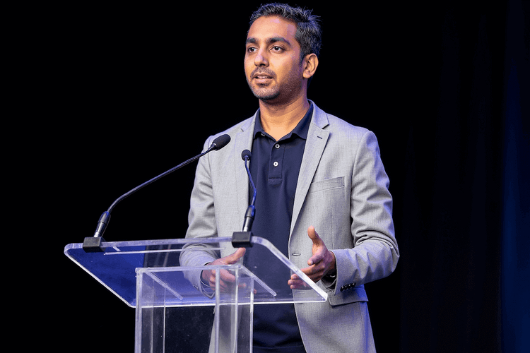 Sumit Govil speaking on mic